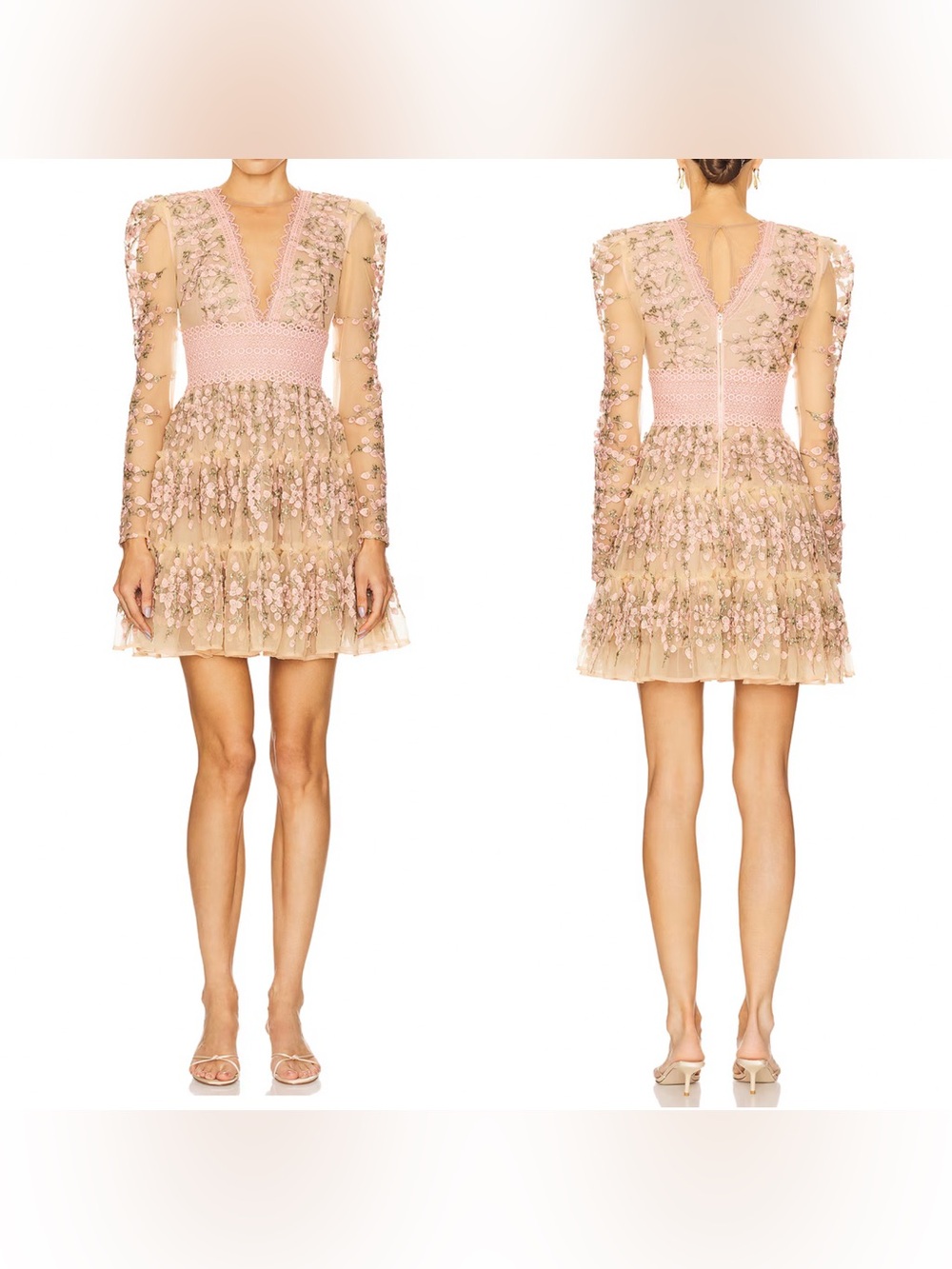 Bronx and Banco Megan Rose Mini Dress Size M US 6 NWT Floral Embroidered Tulle